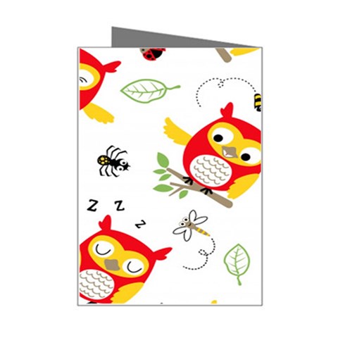 Seamless Pattern Vector Owl Cartoon With Bugs Mini Greeting Card from ArtsNow.com Right