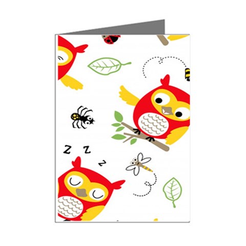 Seamless Pattern Vector Owl Cartoon With Bugs Mini Greeting Cards (Pkg of 8) from ArtsNow.com Right