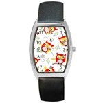 Seamless Pattern Vector Owl Cartoon With Bugs Barrel Style Metal Watch