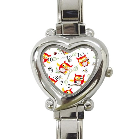 Seamless Pattern Vector Owl Cartoon With Bugs Heart Italian Charm Watch from ArtsNow.com Front