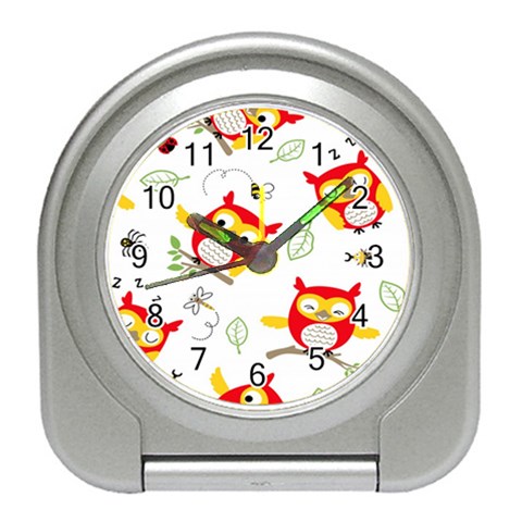 Seamless Pattern Vector Owl Cartoon With Bugs Travel Alarm Clock from ArtsNow.com Front