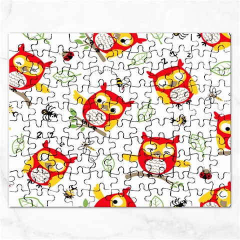 Seamless Pattern Vector Owl Cartoon With Bugs Rectangular Jigsaw Puzzl from ArtsNow.com Front