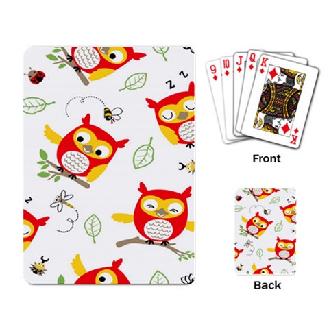 Seamless Pattern Vector Owl Cartoon With Bugs Playing Cards Single Design (Rectangle) from ArtsNow.com Back