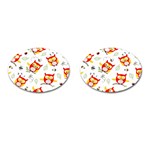 Seamless Pattern Vector Owl Cartoon With Bugs Cufflinks (Oval)