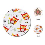 Seamless Pattern Vector Owl Cartoon With Bugs Playing Cards Single Design (Round)