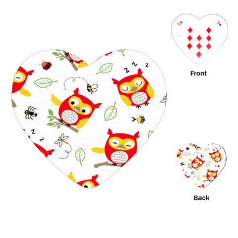 Seamless Pattern Vector Owl Cartoon With Bugs Playing Cards Single Design (Heart) from ArtsNow.com Front