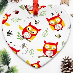Seamless Pattern Vector Owl Cartoon With Bugs Heart Ornament (Two Sides) from ArtsNow.com Back