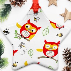 Seamless Pattern Vector Owl Cartoon With Bugs Star Ornament (Two Sides) from ArtsNow.com Front