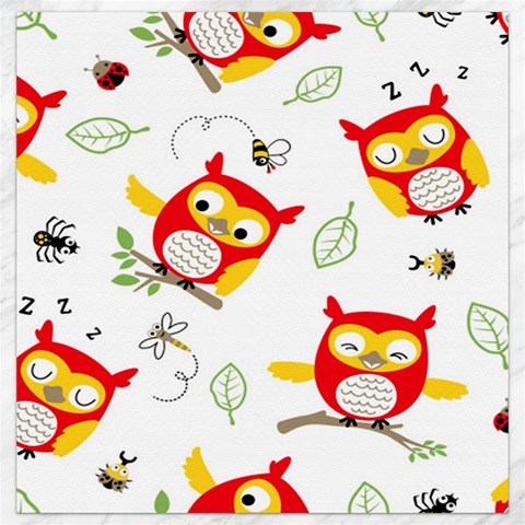 Seamless Pattern Vector Owl Cartoon With Bugs Canvas 16  x 16  from ArtsNow.com 15.2 x15.41  Canvas - 1