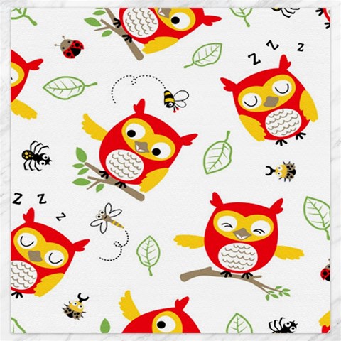 Seamless Pattern Vector Owl Cartoon With Bugs Canvas 20  x 20  from ArtsNow.com 19 x19.27  Canvas - 1
