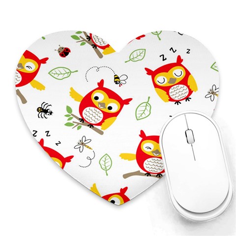 Seamless Pattern Vector Owl Cartoon With Bugs Heart Mousepad from ArtsNow.com Front