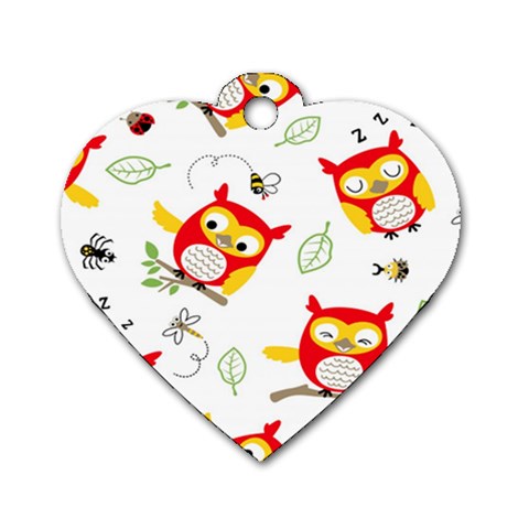 Seamless Pattern Vector Owl Cartoon With Bugs Dog Tag Heart (Two Sides) from ArtsNow.com Front