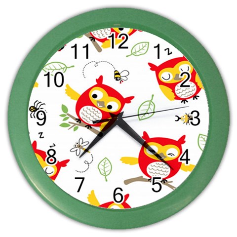 Seamless Pattern Vector Owl Cartoon With Bugs Color Wall Clock from ArtsNow.com Front