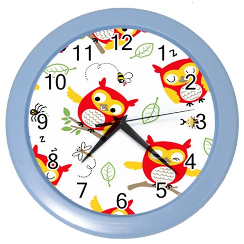 Seamless Pattern Vector Owl Cartoon With Bugs Color Wall Clock from ArtsNow.com Front