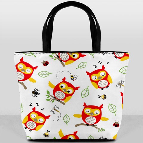 Seamless Pattern Vector Owl Cartoon With Bugs Bucket Bag from ArtsNow.com Front