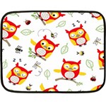 Seamless Pattern Vector Owl Cartoon With Bugs Fleece Blanket (Mini)