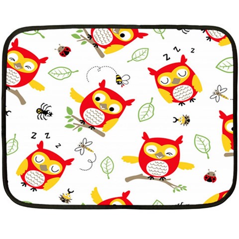 Seamless Pattern Vector Owl Cartoon With Bugs Two Sides Fleece Blanket (Mini) from ArtsNow.com 35 x27  Blanket Back