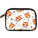 Seamless Pattern Vector Owl Cartoon With Bugs Digital Camera Leather Case