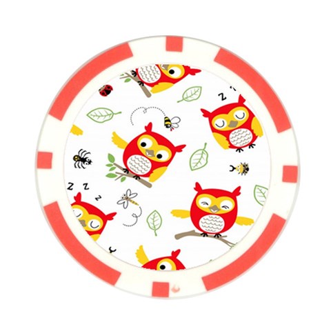 Seamless Pattern Vector Owl Cartoon With Bugs Poker Chip Card Guard (10 pack) from ArtsNow.com Front
