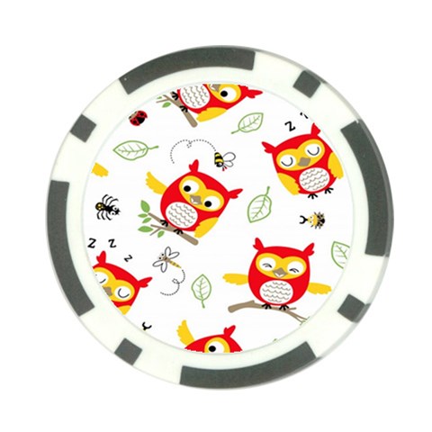 Seamless Pattern Vector Owl Cartoon With Bugs Poker Chip Card Guard (10 pack) from ArtsNow.com Back