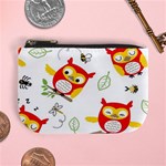 Seamless Pattern Vector Owl Cartoon With Bugs Mini Coin Purse