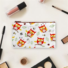 Seamless Pattern Vector Owl Cartoon With Bugs Cosmetic Bag (Small) from ArtsNow.com Front