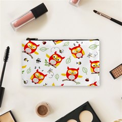Seamless Pattern Vector Owl Cartoon With Bugs Cosmetic Bag (Small) from ArtsNow.com Front