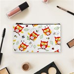 Seamless Pattern Vector Owl Cartoon With Bugs Cosmetic Bag (Small)