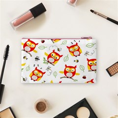 Seamless Pattern Vector Owl Cartoon With Bugs Cosmetic Bag (Small) from ArtsNow.com Back