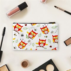 Seamless Pattern Vector Owl Cartoon With Bugs Cosmetic Bag (Small) from ArtsNow.com Back