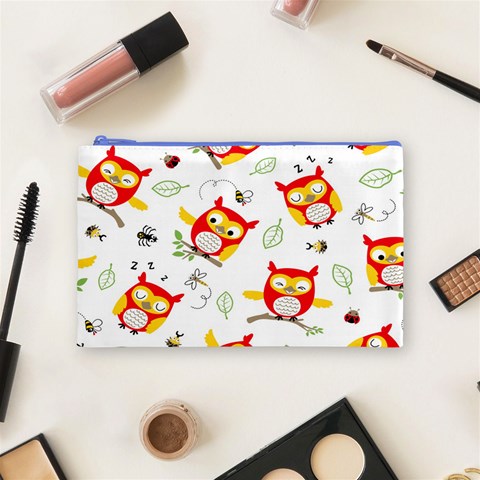 Seamless Pattern Vector Owl Cartoon With Bugs Cosmetic Bag (Medium) from ArtsNow.com Front