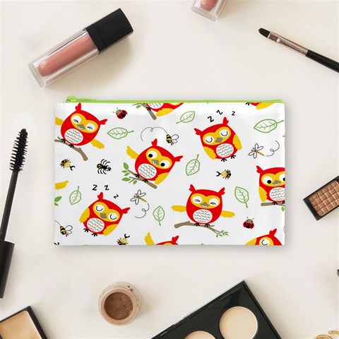 Seamless Pattern Vector Owl Cartoon With Bugs Cosmetic Bag (Medium) from ArtsNow.com Front