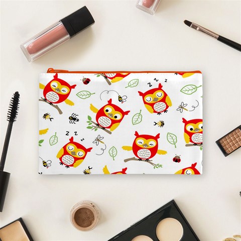 Seamless Pattern Vector Owl Cartoon With Bugs Cosmetic Bag (Medium) from ArtsNow.com Front