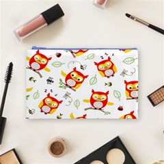 Seamless Pattern Vector Owl Cartoon With Bugs Cosmetic Bag (Medium) from ArtsNow.com Front