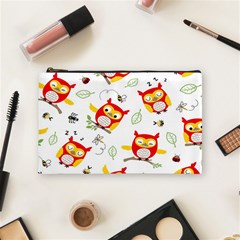 Seamless Pattern Vector Owl Cartoon With Bugs Cosmetic Bag (Medium) from ArtsNow.com Front