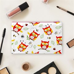 Seamless Pattern Vector Owl Cartoon With Bugs Cosmetic Bag (Medium) from ArtsNow.com Back