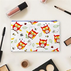 Seamless Pattern Vector Owl Cartoon With Bugs Cosmetic Bag (Medium) from ArtsNow.com Back