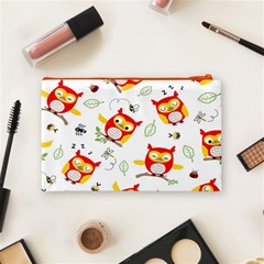 Seamless Pattern Vector Owl Cartoon With Bugs Cosmetic Bag (Medium) from ArtsNow.com Back