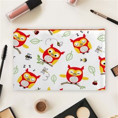 Seamless Pattern Vector Owl Cartoon With Bugs Cosmetic Bag (Large) from ArtsNow.com Front