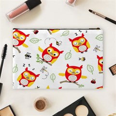 Seamless Pattern Vector Owl Cartoon With Bugs Cosmetic Bag (Large) from ArtsNow.com Back
