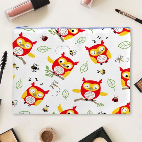 Seamless Pattern Vector Owl Cartoon With Bugs Cosmetic Bag (XL) from ArtsNow.com Front