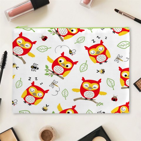 Seamless Pattern Vector Owl Cartoon With Bugs Cosmetic Bag (XL) from ArtsNow.com Front