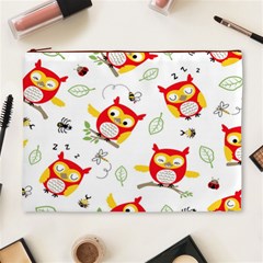 Seamless Pattern Vector Owl Cartoon With Bugs Cosmetic Bag (XL) from ArtsNow.com Front