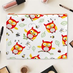 Seamless Pattern Vector Owl Cartoon With Bugs Cosmetic Bag (XL) from ArtsNow.com Front