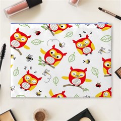 Seamless Pattern Vector Owl Cartoon With Bugs Cosmetic Bag (XL) from ArtsNow.com Back