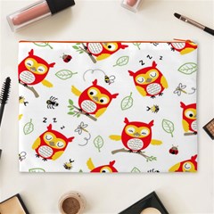 Seamless Pattern Vector Owl Cartoon With Bugs Cosmetic Bag (XL) from ArtsNow.com Back