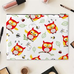 Seamless Pattern Vector Owl Cartoon With Bugs Cosmetic Bag (XL) from ArtsNow.com Back