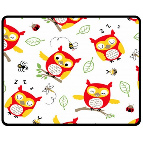Seamless Pattern Vector Owl Cartoon With Bugs Fleece Blanket (Medium) from ArtsNow.com 60 x50  Blanket Front