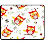 Seamless Pattern Vector Owl Cartoon With Bugs Fleece Blanket (Medium)