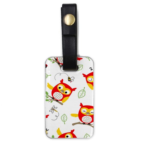 Seamless Pattern Vector Owl Cartoon With Bugs Luggage Tag (one side) from ArtsNow.com Front